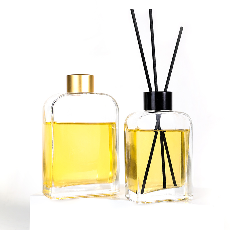 گول ڪلهي ۽ اسڪرو ٽاپ 120ml 220ml 350ml سان فليٽ اسڪوائر شيشي جي خوشبو ڊفيوزر بوتل
