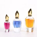 Flacon de parfum de lux 30ml 50ml 100ml Flacon spray unic în formă de hexagonal cu capac de cioc auriu | Sticla Honghua