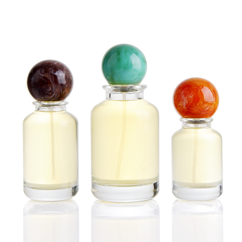 Shishe parfumi prej qelqi 30 ml 50 ml 100 ml cilindër me kapak unik me top