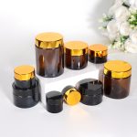 Round Amber Cosmetic Jars 5-500g Empty Glass Jar | ແກ້ວຫົງຮົວ