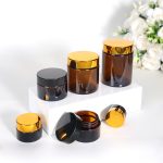 Round Amber Cosmetic Jars 5-500g Empty Glass Jar | ແກ້ວຫົງຮົວ