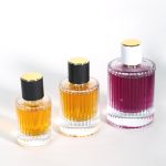 የሲሊንደር ሽቶ ጠርሙስ በስትሪፕ ዲዛይን 30ml 50ml 100ml ክብ ሽቶ ብርጭቆ የሚረጭ ጠርሙስ | የሆንግዋ ብርጭቆ