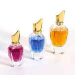 Flacon de parfum de lux 30ml 50ml 100ml Flacon spray unic în formă de hexagonal cu capac de cioc auriu | Sticla Honghua