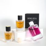 የሲሊንደር ሽቶ ጠርሙስ በስትሪፕ ዲዛይን 30ml 50ml 100ml ክብ ሽቶ ብርጭቆ የሚረጭ ጠርሙስ | የሆንግዋ ብርጭቆ