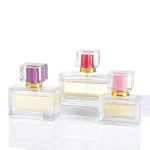 30ml 50ml 100ml Shishe Parfumi Xhuxh Luksoz Drejtkëndësh me Spray Me Kapak Rozë | Xhami Honghua