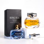 Flacon de parfum de lux în formă de poligon 30ml 80ml flacon spray cu parfum de sticlă cu capac din bambus | Sticla Honghua