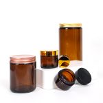 Round Amber Cosmetic Jars 5-500g Empty Glass Jar | ແກ້ວຫົງຮົວ