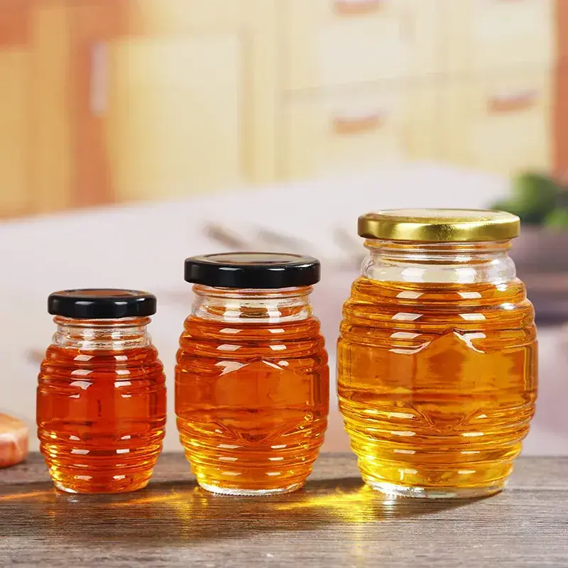 Wholesale Honeycomb Shape Glass Honey Jars